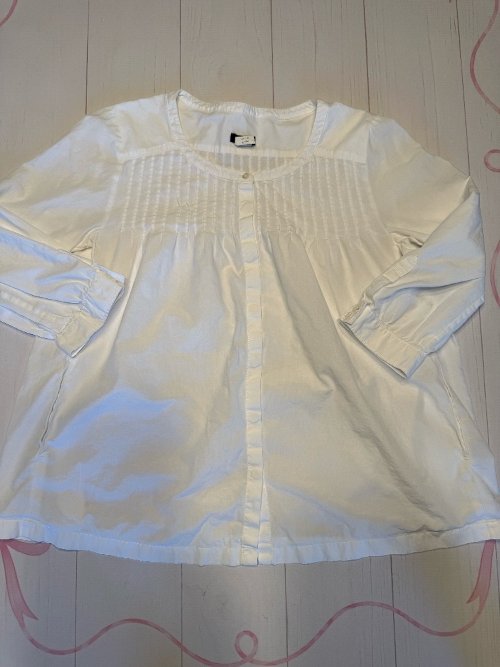 J.Crew Pintuck Pleated 100% Cotton Blouse Size Small